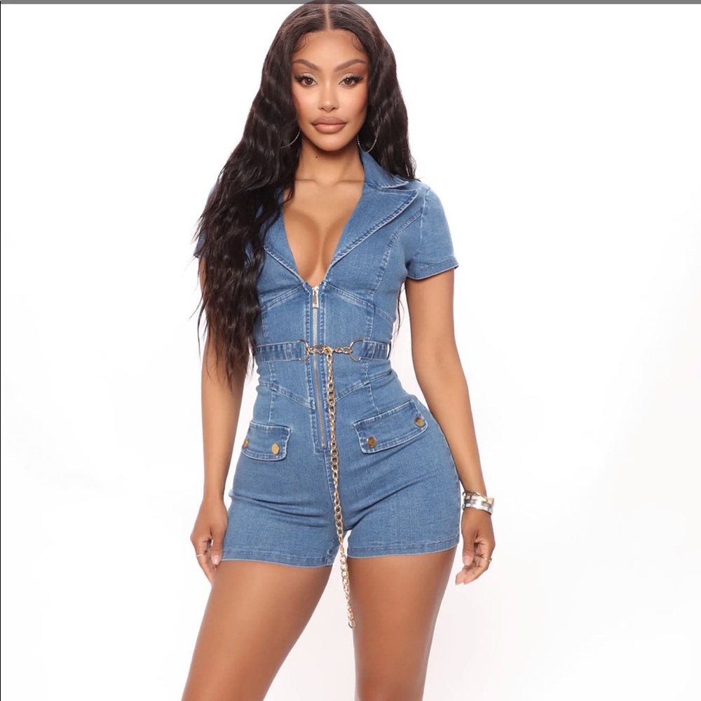 Fashion Nova Denim Romper